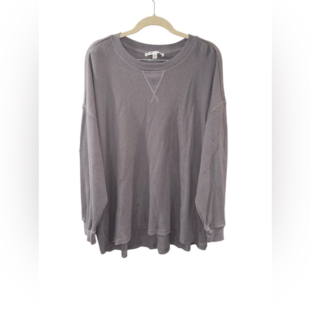 Seven7 Charcoal Waffle Knit Top‎
